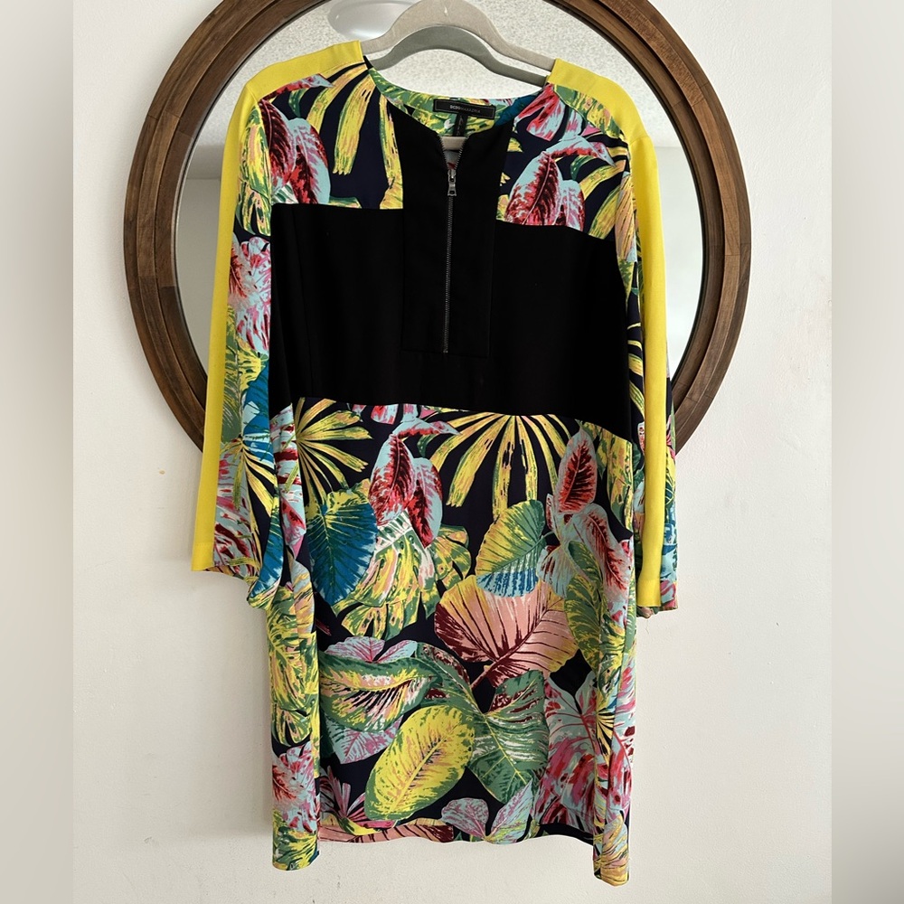 BCBG MAXAZRIA Tropical Print Dress, tunic, L
